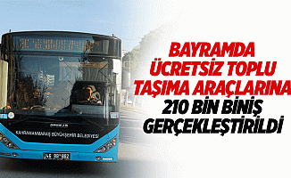 Bayramda ücretsiz toplu taşıma araçlarına 210 bin biniş gerçekleştirildi